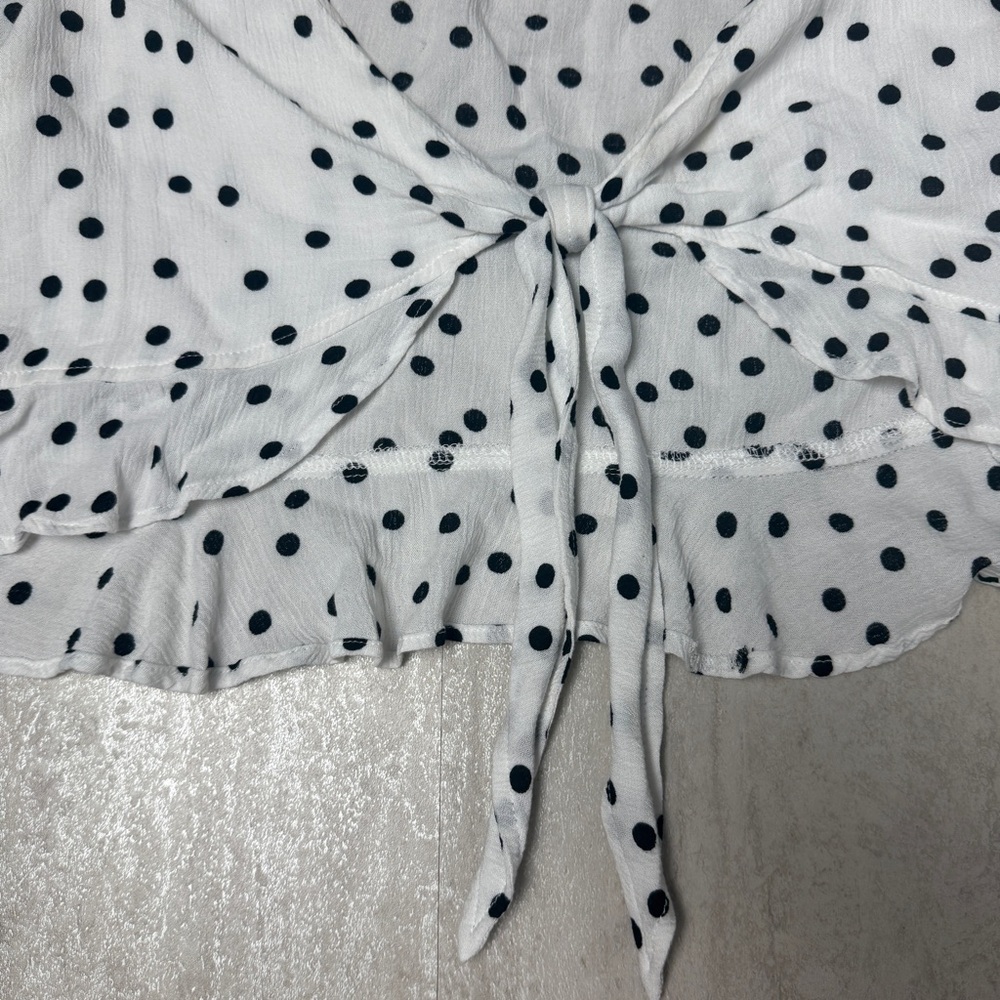 Princess Polly top Polka Dot Tie-Front Crop Top - White/Black - Picture 4 of 9